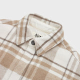 Elongated oversized plaid shirt jacket