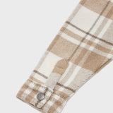 Elongated oversized plaid shirt jacket