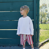 Theo stripe linen drop crotch shorts