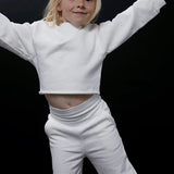 Cotton mock neck cropped sweatshirt