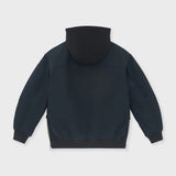 Padded bomber jacket with removeable hood