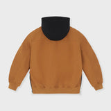 Padded bomber jacket with removeable hood