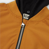 Padded bomber jacket with removeable hood