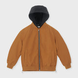 Padded bomber jacket with removeable hood