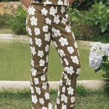 Organic Cotton Blend Flare Ribbed Pant