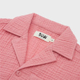 Short sleeve camp collar waffle shirt