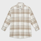 Elongated oversized plaid shirt jacket