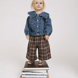 Edie plaid flannel wide leg pant