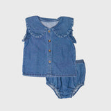 Leandra denim top and bloomer set