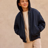 Padded Bomber Jacket With Removable Hood