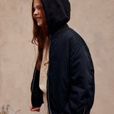 Padded Bomber Jacket With Removable Hood