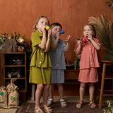 Pastel Collar Pleats Top & Bottom Set