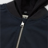 Padded bomber jacket with removeable hood