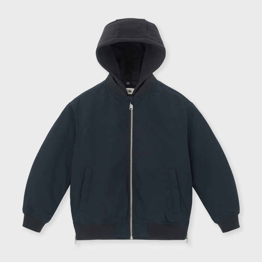 Padded Bomber Jacket With Removable Hood