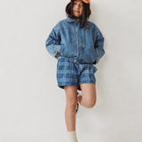 Elin plaid denim shorts