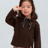 Bow Scarf Rib Top - Chocolate