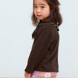 Bow Scarf Rib Top - Chocolate