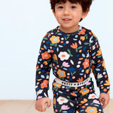 Flower Garden Pima Blend Pajama Set - Black Floral