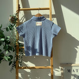 Pastel Collar Pleats Top & Bottom Set