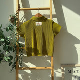 Pastel Collar Pleats Top & Bottom Set