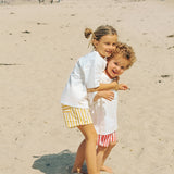 Linen Striped Shorts | Cherry