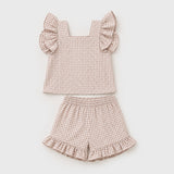 Lottie gingham ruffle top and short set