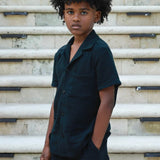 Short sleeve camp collar waffle shirt