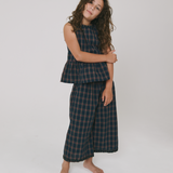 Abbott plaid peplum top & wide leg pant set