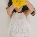 Freya eyelet ruffle strap top