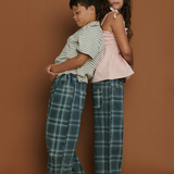 Marcel plaid wide leg denim pant