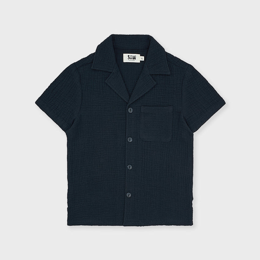 Organic Cotton Camp Collar Waffle Shirt