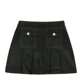 Corduroy pleated mini skirt