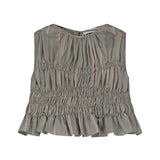 Striped smocked blouse