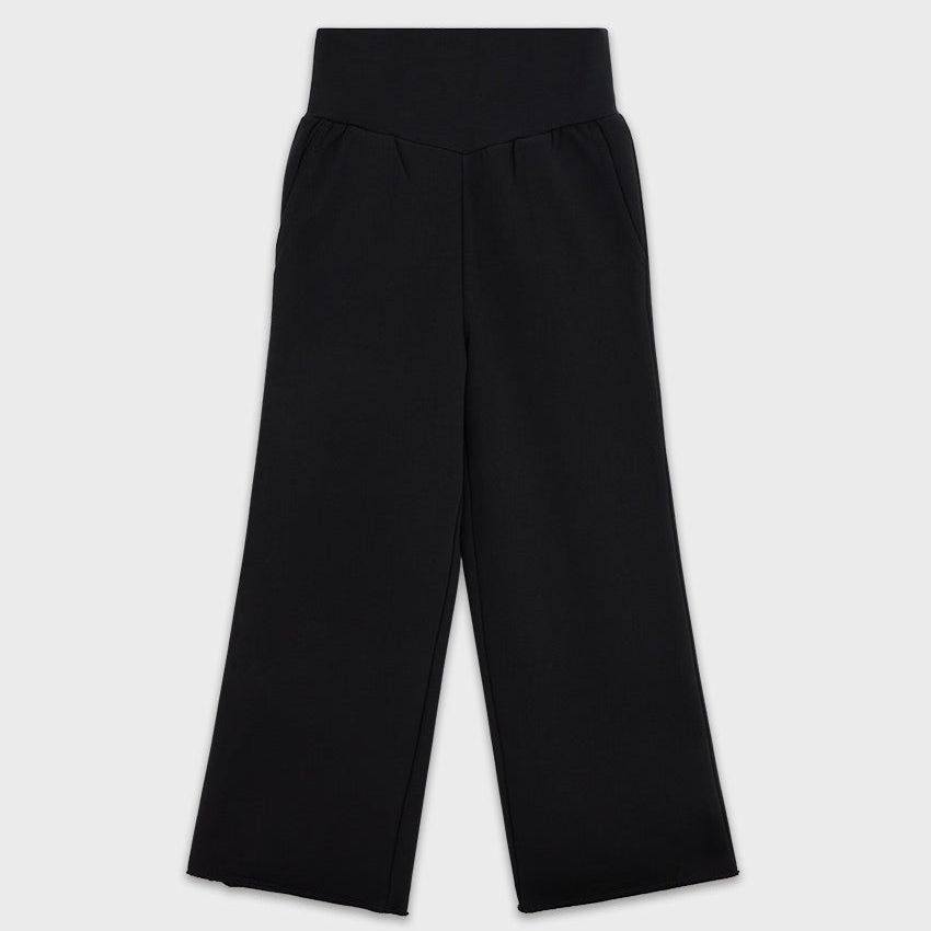Cotton High Waisted Wide Leg Sweatpant With Raw Hem