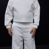 Cotton Mock Neck Cropped Sweatshirt