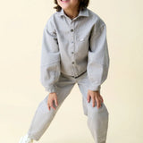 Organic cotton denim balloon shirt