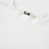 Cotton Mock Neck Cropped Sweatshirt